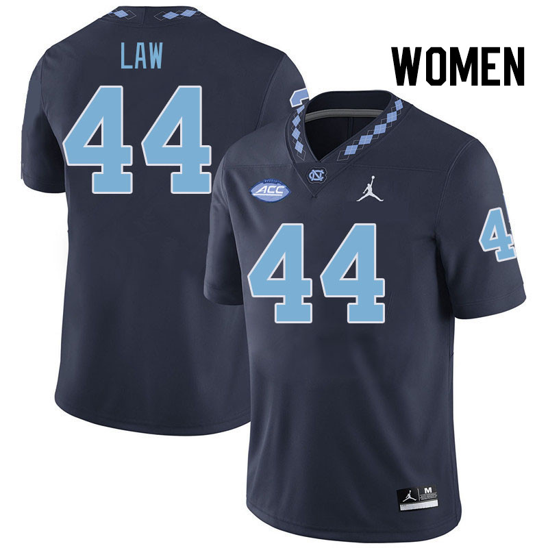 Women #44 Crews Law North Carolina Tar Heels College Football Jerseys Stitched-Navy